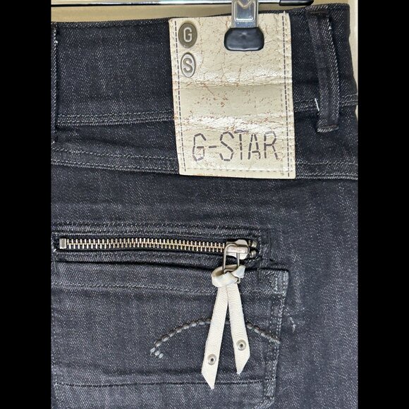 G-STAR RAW DENIM Mini Booty Shorts Dark Wash Black Stretch Denim Sz 27 - Picture 3 of 9